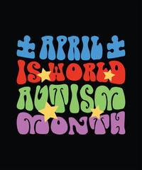 This 3D typography design features colorful letters and symbols to illustrate World Autism Awareness Day. It is perfect for a greeting card or a t-shirt sale.