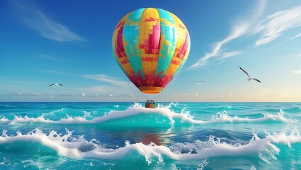 Fototapeta premium hot air balloon on the sea