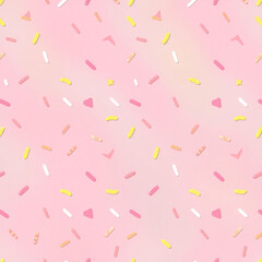 Colorful, sprinkles, pink, frosting, sweet, dessert, cake, icing, decorative, festive, celebration, baking, candy, vibrant, playful, fun, lively, cheerful, eye-catching, vivid, multicolored, assorted,