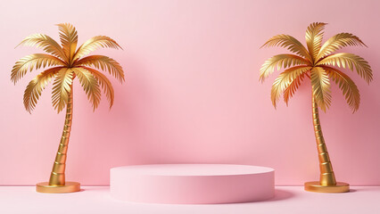 Fototapeta premium golden pink palm tree decor adds touch tropical luxury summer sales displays