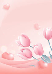 Mother's Day vertical illustration tulip background