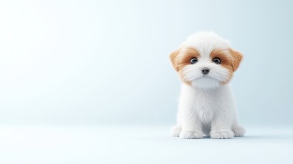 Obraz premium Adorable puppy, sitting, light background