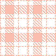 Contemporary Seamless Tartan featuring Vibrant pale salmon and Dark white Fabric Design
