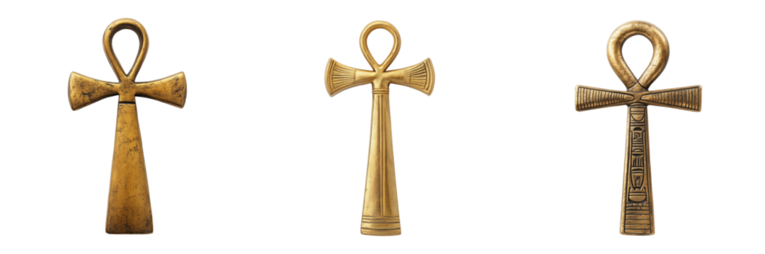 Ancient Egyptian Ankh Symbols Representing Life and Eternity on Transparent Background