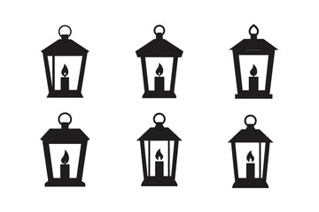 lantern candlelight vigil icon vector art silhouette