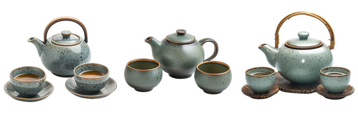 Elegant Teapot and Teacup Set for Cozy Afternoon Tea Moments on Transparent Background