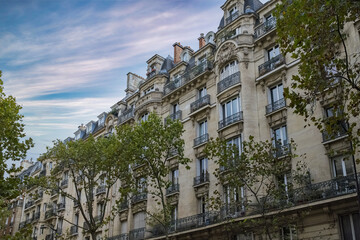 Paris, buildings in the Marais, in the center, in a typical street

