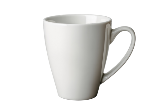 White ceramic mug isolated on transparent background