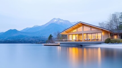Lakeside Cabin at Dawn