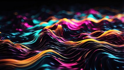 Obraz premium Abstract image featuring vibrant, wavy light trails in various colors including blue
