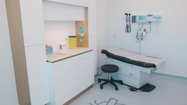 Exam bed in doctor office