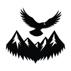 Eagle soaring high over mountain peaks vector illustration