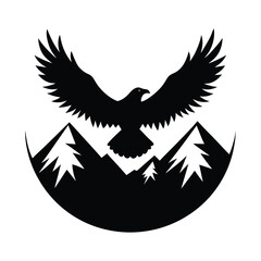 Eagle soaring high over mountain peaks vector illustration
