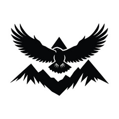 Obraz premium Eagle soaring high over mountain peaks vector illustration