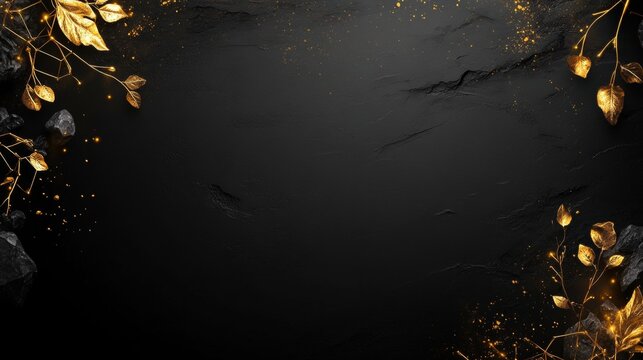 Luxurious sophisticated black and gold background for elegant event invitations and designs