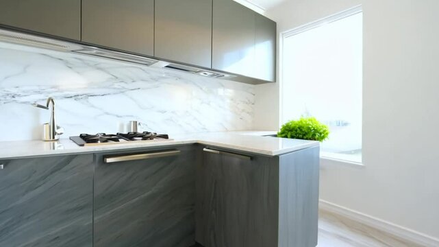  Sleek Modern Kitchen with Grey Countertops