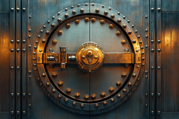 Fototapeta premium Close-up of metal door with lock.