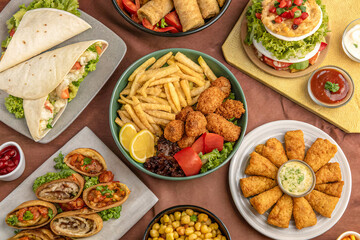 Fast Food Feast Overhead View