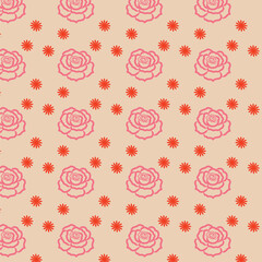 Seamless Repeated Black Roses Floral Pattern on Light Background