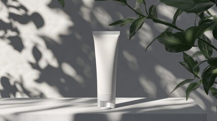 white plastic cream tube mockup, generative Ai.