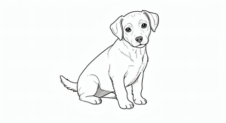 Fototapeta premium Puppy Black and White Art - for coloring book