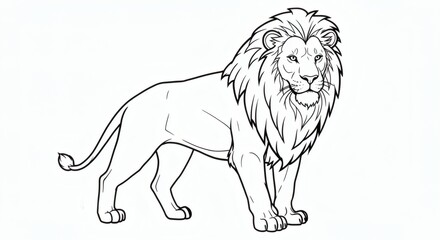 Fototapeta premium Lion Black and White Art - for coloring book