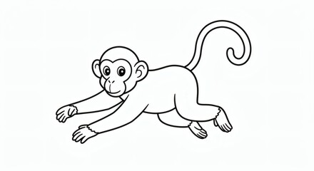 Obraz premium Monkey Black and White Art - for coloring book
