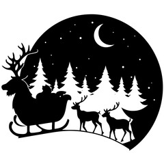 Silhouette Santa's Sleigh 