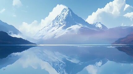 Naklejka premium Serene mountain lake reflection.