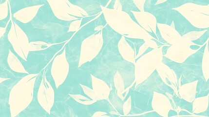 Pastel teal leaf pattern.