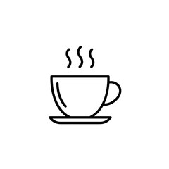 Steaming Coffee Cup Illustration: Minimalist line art portrays a coffee cup with steam, conveying the simple pleasure of a warm drink, a perfect symbol for comfort and relaxation.