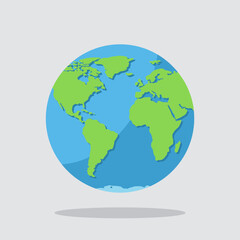 World Globe Illustration: A vibrant illustration showcases the Earth as a spherical globe, highlighting the continents in lush green against a tranquil blue backdrop.