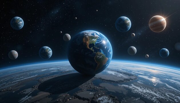 Earth and the planets of the solar system - Powered by Adobe