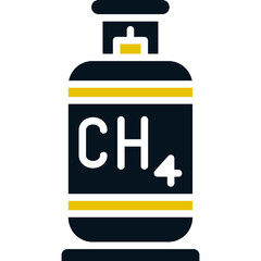 Methane, Black and Yellow Design Methane, Methane Line Icon