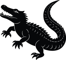  Crocodile silhouette crawling eps.