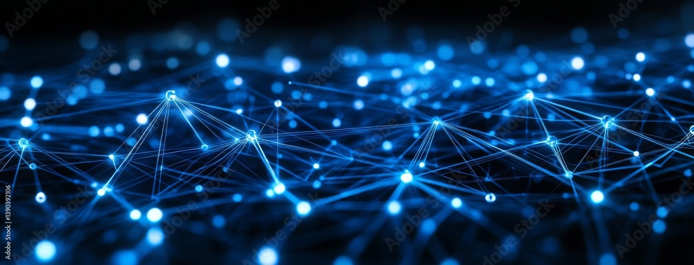Poster an abstract background featuring dots and triangles, symbolizing a more interconnected and compact w