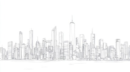 Fototapeta premium Architectural sketch of New York City skyline