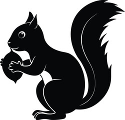 Squirrel silhouette (holding acorn)