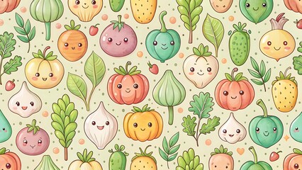 Fototapeta premium Colorful Easter Pattern with Cute Animals and Happy Faces for Kids