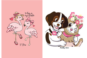 dog and flowers t-shirt design