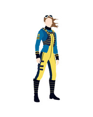 Flat vector people and illustration, woman with agent sci-fi outfit