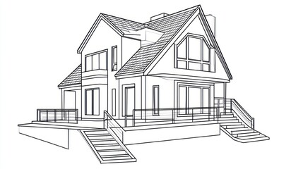 Architectural sketch of a two-story house design