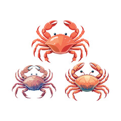 Collection of Cartoon Crab Vector Illustrations