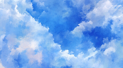 A picturesque view of a bright blue sky filled with fluffy white clouds on a sunny day outdoors