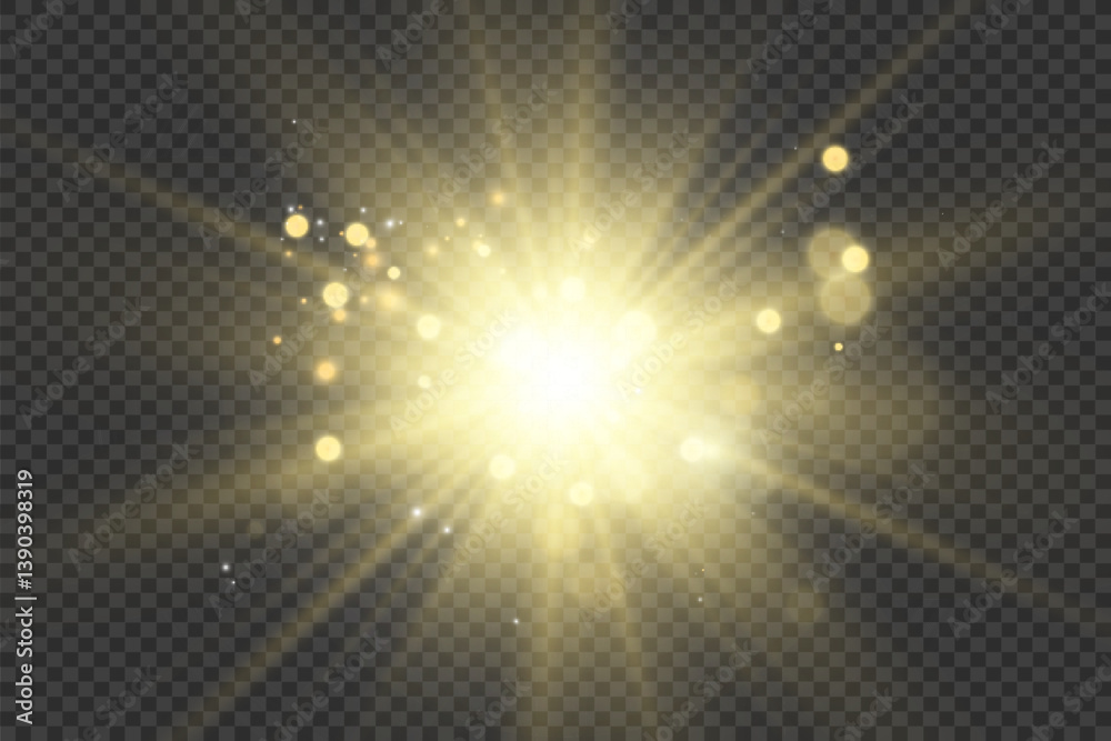 Aufkleber glowing star, sparkle, light streak, and shimmering particle on transparent background for overlays 