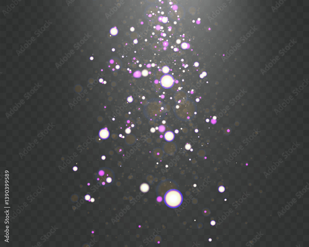 Aufkleber abstract magical glowing bokeh lights on dark background with purple and gold sparkles, soft blurry 