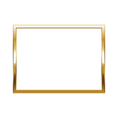 Rectangle gold frame. Isolated luxury rectangle golden border. Gold rectangle flat frame mockup design element. Vector illustration.