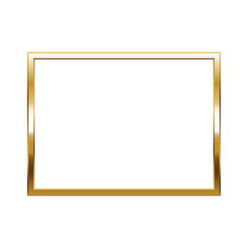 Rectangle gold frame. Isolated luxury rectangle golden border. Gold rectangle flat frame mockup design element. Vector illustration.