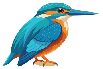 Obraz premium A colorful illustration of a kingfisher with blue and orange plumage perched on a branch.