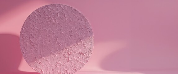 Round textured surface on pink background for abstract design and modern presentation.